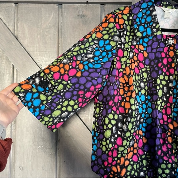 CJ Banks Single button Colorful Pebble Coat size 1X artsy art to wear maximalist - Picture 2 of 8